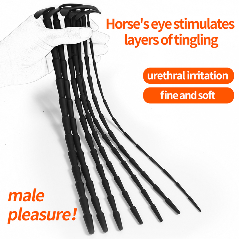 Lunge Line Horse - ソフトシリコン製ロング尿道プラグ、多目的尿道チューブ、馬の目型尿道ロッド、刺激拡張器、男性用オナニーグッズ