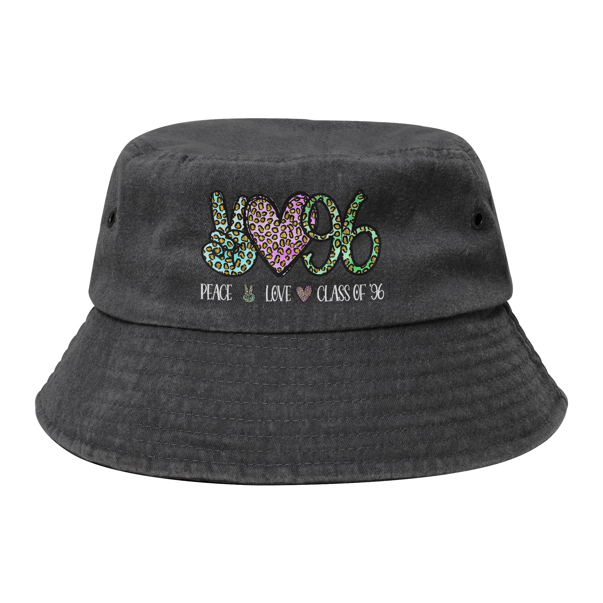 Outdoor Sport Ideas - 女性男性用 ダメージ加工ウォッシュバケットハット 1996年卒業生 レオパード柄 シニア卒業スポーツフィッシングキャップ ボブハット