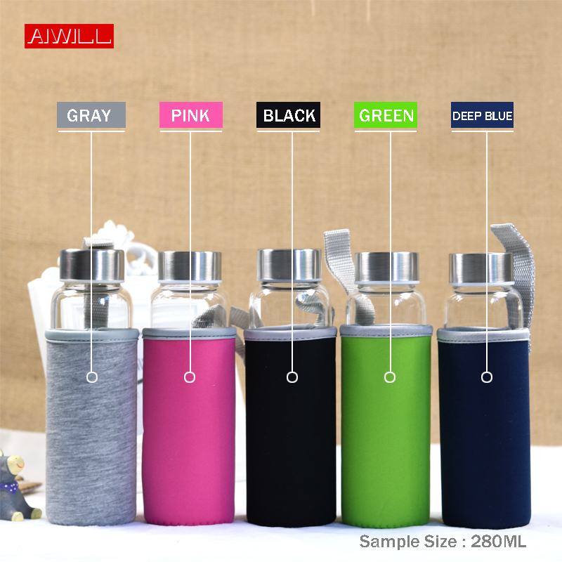 AIWILL ホット販売ガラススポーツウォーターボトル保護袋 - Outdoor Sport Glass Water Bottle のレビューと価格