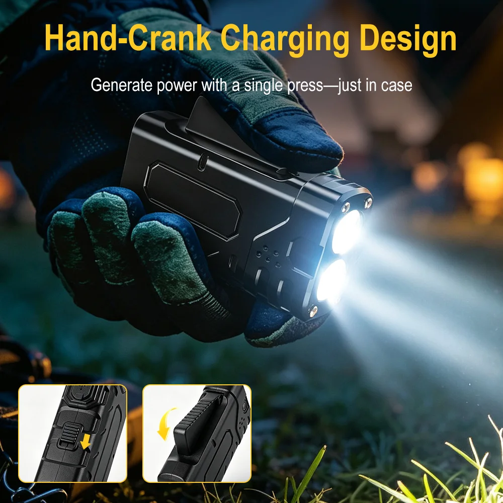 BORUIiT ハンドクランク EDC LED フラッシュラ - Outdoor Sport Lights のレビューと価格