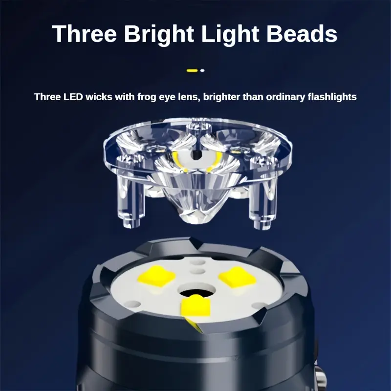 ペンクリップ付きミニ3LED懐中電灯、夜間歩行、ポータブル明 - Outdoor Spotlight のレビューと価格