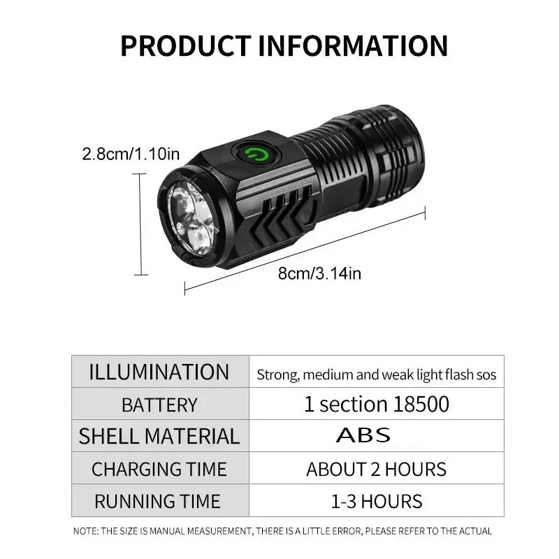 ペンクリップ付きミニ3LED懐中電灯、夜間歩行、ポータブル明 - Outdoor Spotlight のレビューと価格