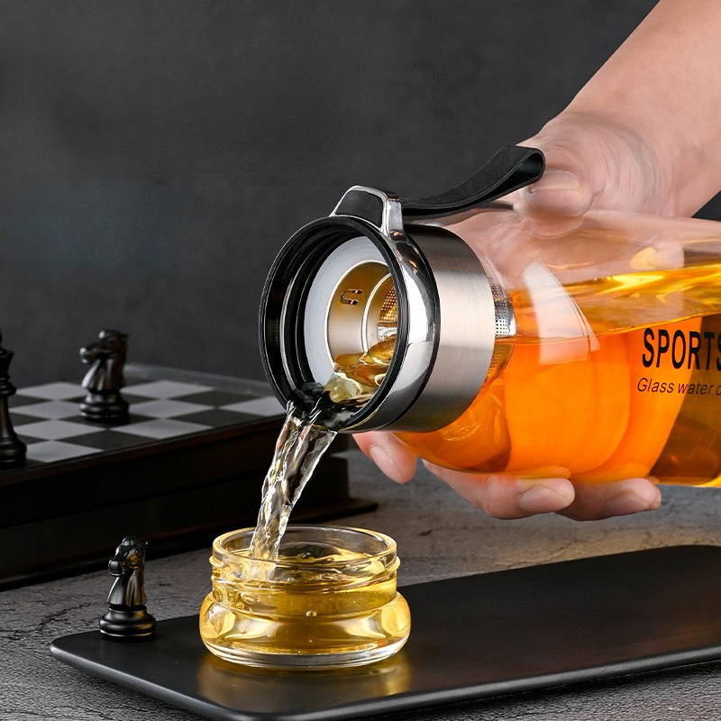 1.0/1.2リットルガラス製ウォーターボトル、布製スリーブ - Outdoor Sport Glass Water Bottle のレビューと価格