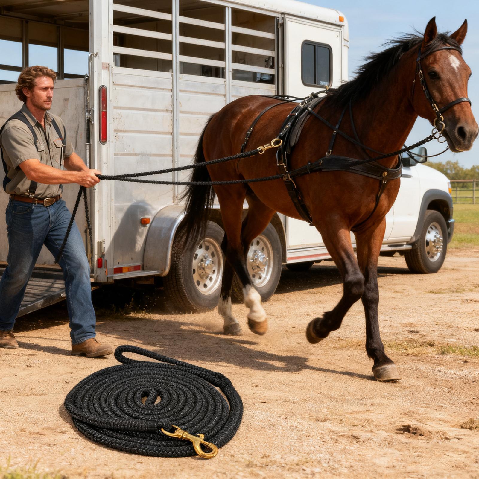 馬用ランジライン、馬具、馬用ランジリード、クイックハルター付 - Lunge Line Horse のレビューと価格