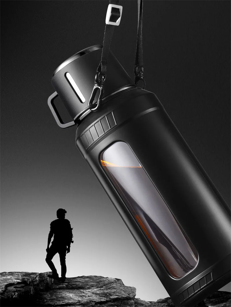 大容量2Lガラス製水筒、ストレーナー・インフューザーフィルタ - Outdoor Sport Glass Water Bottle のレビューと価格